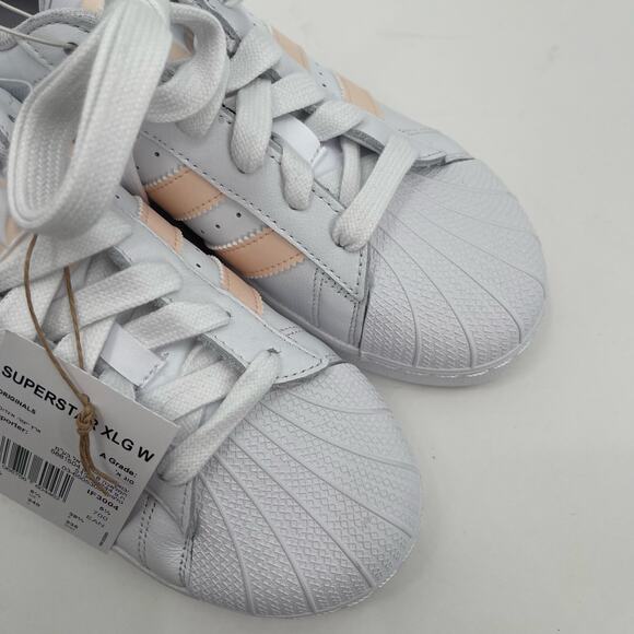 ADIDAS Superstar XLG Sneakers Size 7 Shoes White Peach NWT/No Box Womens Lace Up - Picture 12 of 16